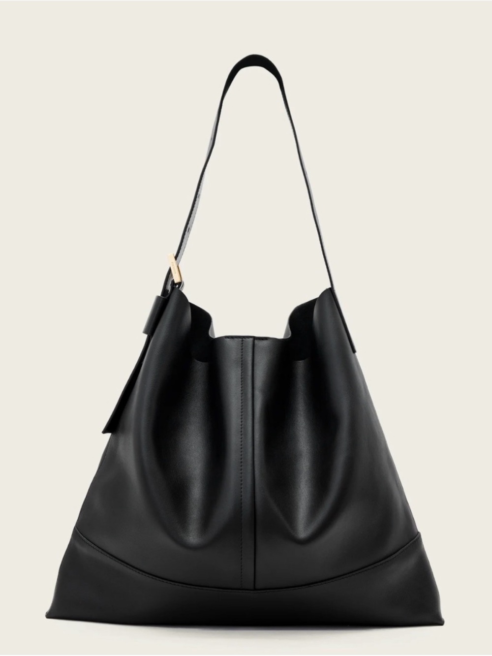 ALLSAINTS Asha black leather slouchy shoulder bag - Picture 3 of 8
